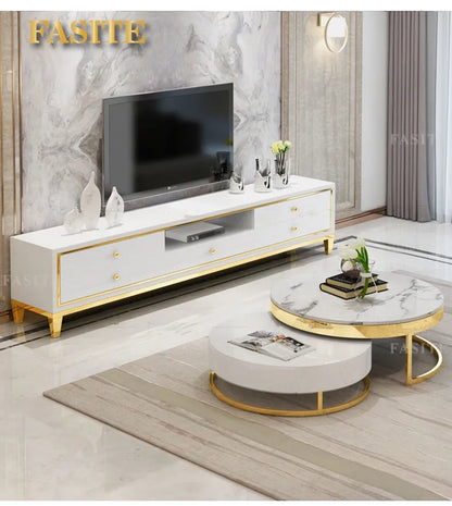 Fashion Internet celebrity marble round coffee table size apartment can be stored