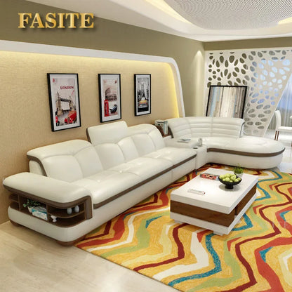 Premium Genuine leather sofa with cowhide top layer, modern and simple high-end living room corner combination