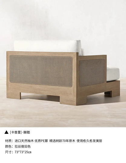Customizable outdoor teak sofa patio rattan chair