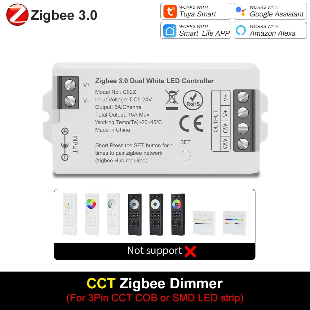 Smart LED Dimmer Tuya Wifi Zigbee DIM CCT RGB RGBW RGBCCT PWM LED Controller Support Alexa Google Home Voice Control