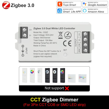 Smart LED Dimmer Tuya Wifi Zigbee DIM CCT RGB RGBW RGBCCT PWM LED Controller Support Alexa Google Home Voice Control