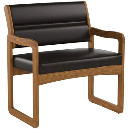 Heavy-Duty Guest Chair - Solid Wood Sled Base, Medium Oak Design