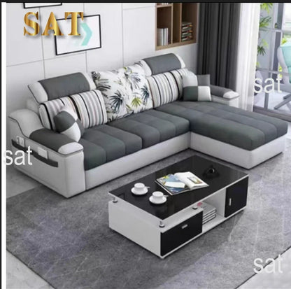 small apartment simple modern living room removable and washable corner three seat fabric sofa