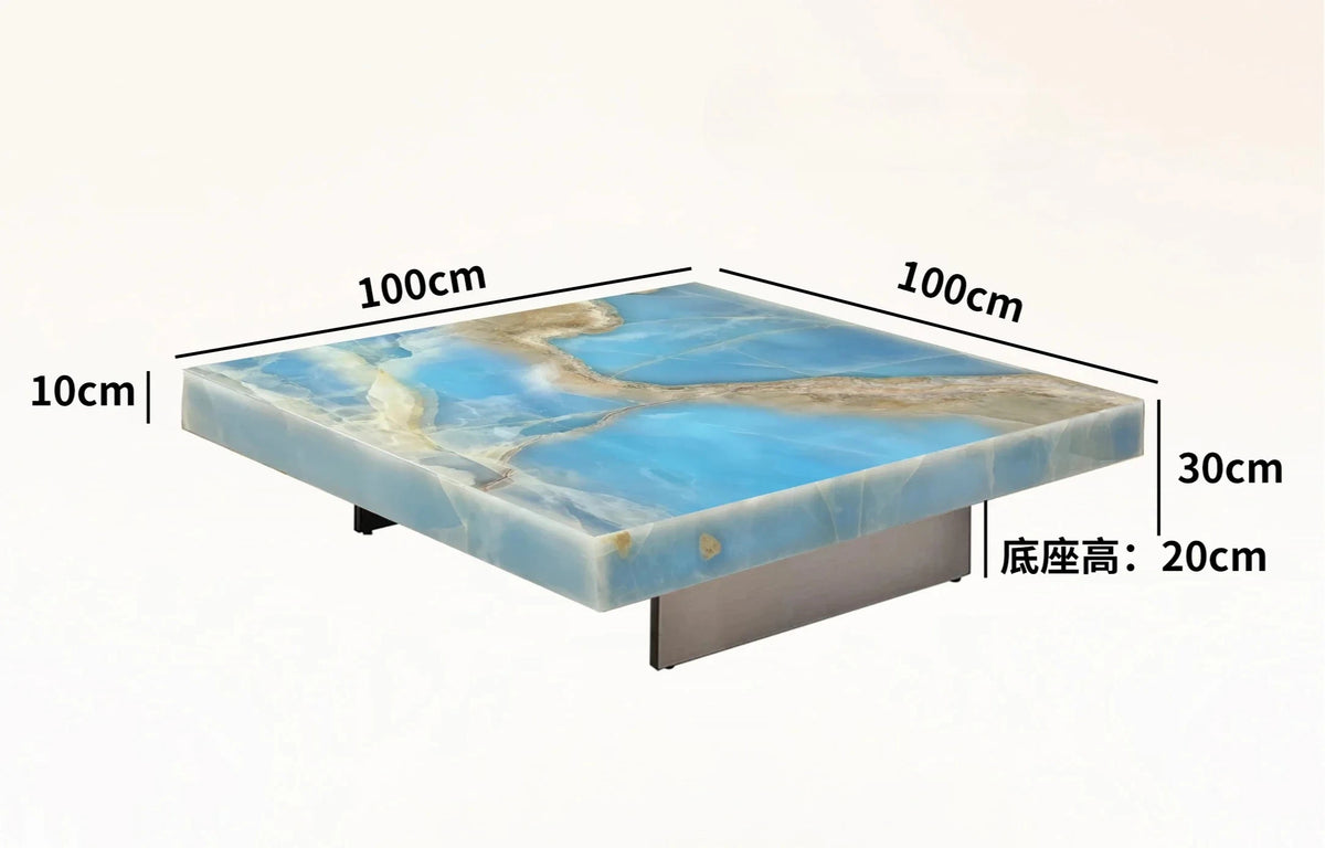 Square luminous jade coffee table villa living room marble high-end Venice brown home
