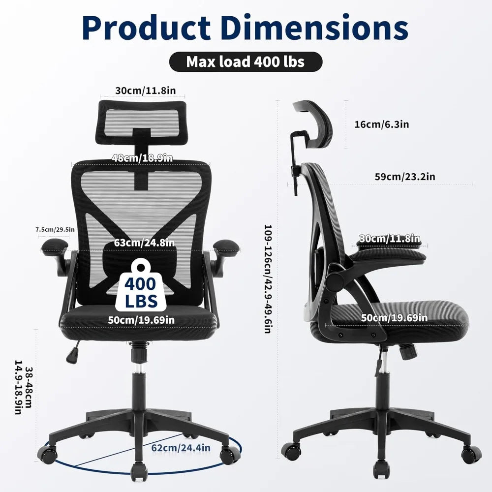 Office Chair,Ergonomic Desk Chair with Adjustable Lumbar Support,400 Lbs Mesh Computer Chair High Back with Headrest for Home Of
