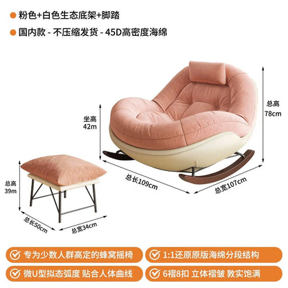 Modern Teddy Fleece Rocking Chair Upholstered Leisure Rocker Lounge Chair For Living Room Bedroom Balcony