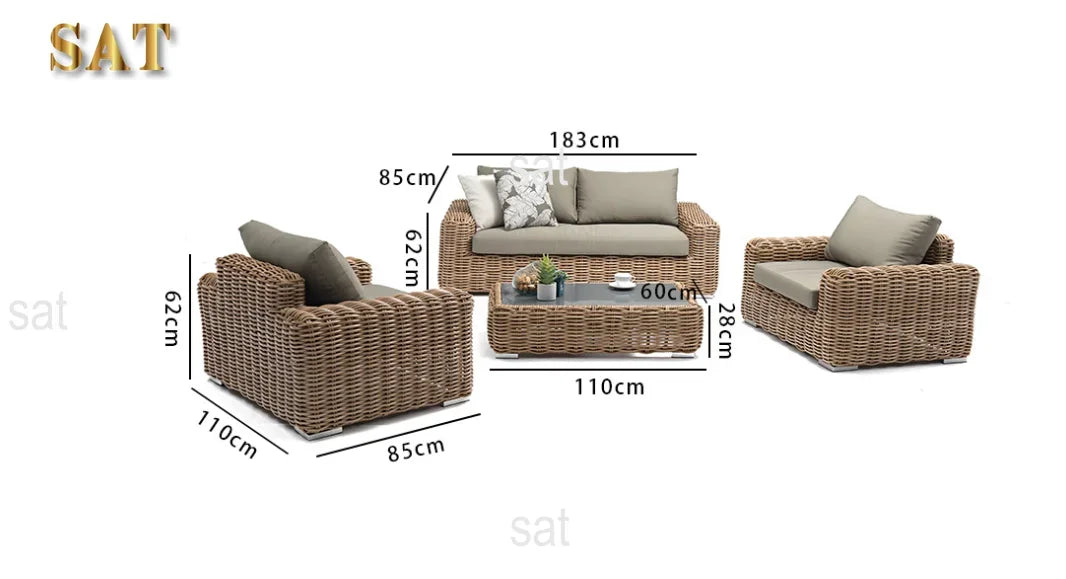 Furniture  new arrival hot sale luxury outdoor Furniture Set for hotel villas Garden park patio balcony wicker rattan sofa set