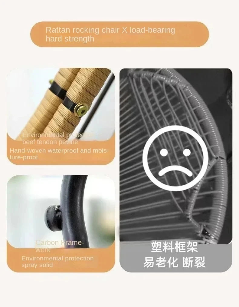 Rocking Chair Rattan Chair Nap Sleeping Recliner Adult Balcony Leisure Lazy Sofa Living Room Single Sofa Outdoor Sofa Chair