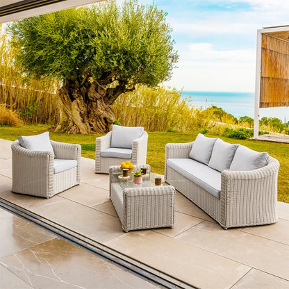 Outdoor rattan sofa combination, courtyard waterproof and sun protection villa, outdoor balcony, leisure furniture combination