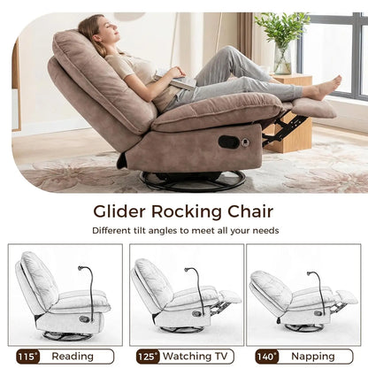 Swivel Rocker Recliner Chair for Adult, Glider Nursery Rocking Chair, Armless Manual Single Recliner Sofa for, Customized