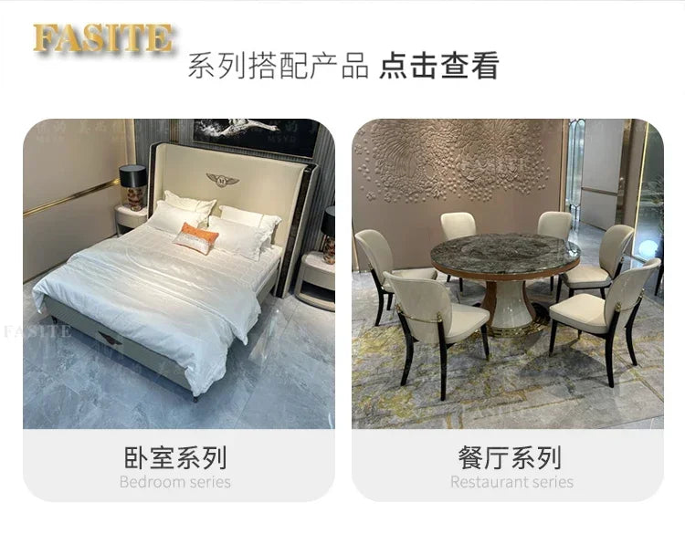 Italian light luxury leather sofa combination