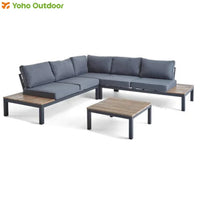 Aluminium Outdoor Patio Garden Furniture Set Conversation Set with Metal Sofa for Outdoor Leisure