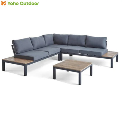 Aluminium Outdoor Patio Garden Furniture Set Conversation Set with Metal Sofa for Outdoor Leisure