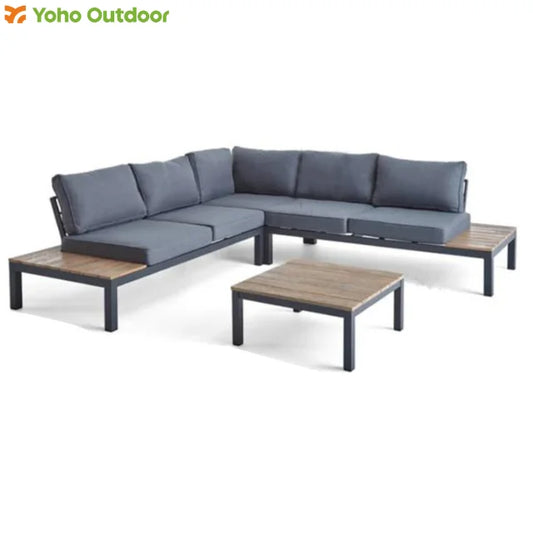 Aluminium Outdoor Patio Garden Furniture Set Conversation Set with Metal Sofa for Outdoor Leisure