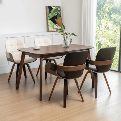 Set of 2 Mid Century Modern Chairs - Swivel Dining Chairs with Arms and Curved Back, Faux Leather Reception Room Chairs, Ideal f