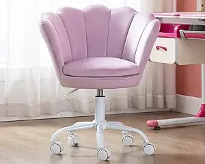 Cute Kids Desk Chair,Velvet Bedroom Chair Adjustable Child Computer Chair Swivel Shell Vanity Chairs for Girls Bedroom/Study Ro