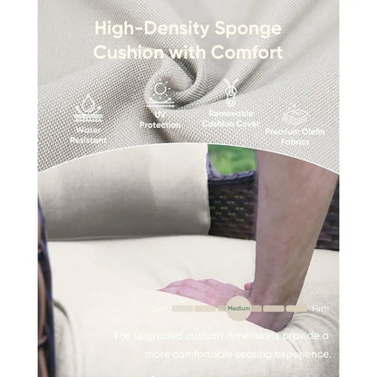 Chair Outdoor, Patio Bistro Furniture Conversation Set, Cushioned Wicker Chair with Glass Coffee