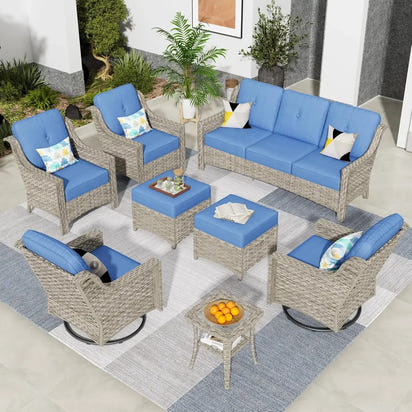 Wicker Outdoor Furniture Patio Conversation Rattan Sofa Set for Garden,Poolside,Backyard,Deck