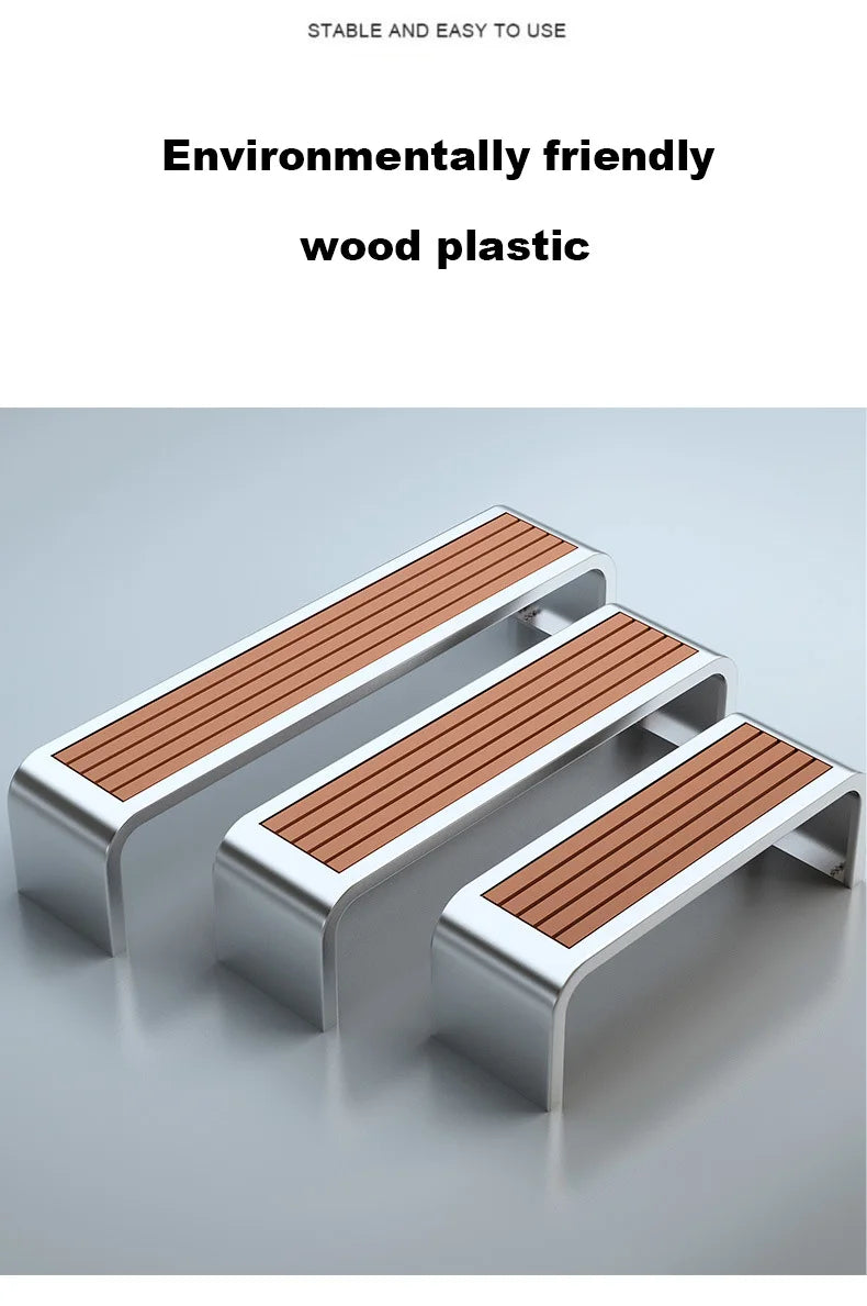 Banc de Patio Anti-Corrosion en acier inoxydable 304, haute qualité, 1.5mm d'épaisseur, mobilier d'extérieur moderne pour salle de sport, centre commercial, supermarché