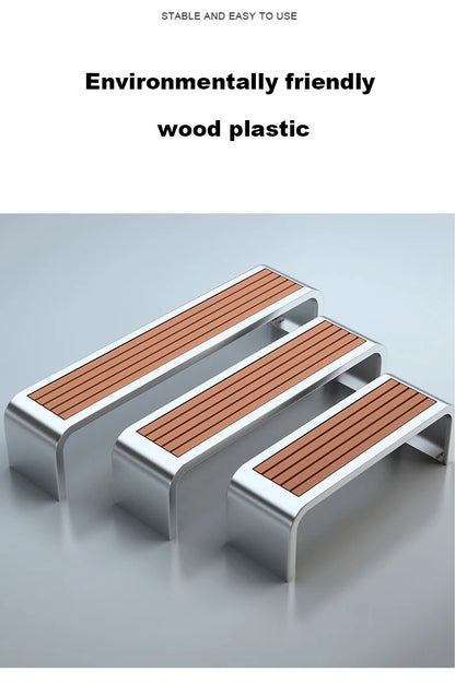 Banc de Patio Anti-Corrosion en acier inoxydable 304, haute qualité, 1.5mm d'épaisseur, mobilier d'extérieur moderne pour salle de sport, centre commercial, supermarché
