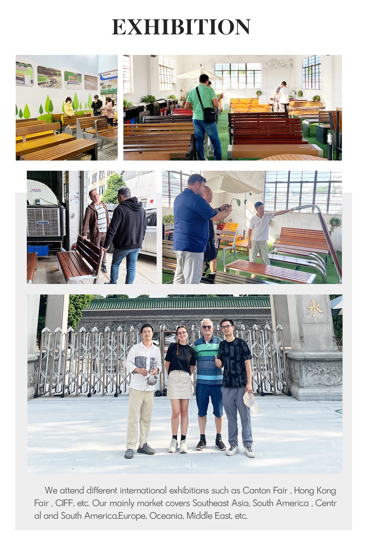 Banc urbain en métal au design moderne, mobilier de rue en bois pour parcs et lieux pour utilisation sur patio