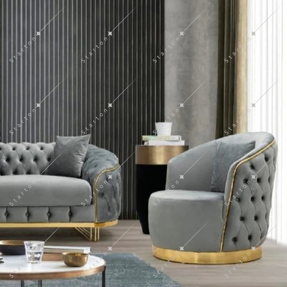 Modern Living Room Furniture Classic Apartment Interior Simple Design Fabric Sofa