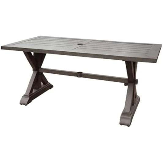 Beenle Modern Outdoor Aluminum Dining Table, Dark Gray