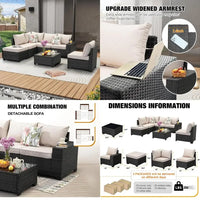 All-Weather Outdoor Wicker Sectional Patio Furniture Set with Cushions and Rattan Sofa for Conversation Area