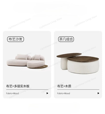 Living Room Coffee Table Designer Creative Three-person Log Style Furniture Modern Simple Modern Morocco Fabric Sectional Sofas
