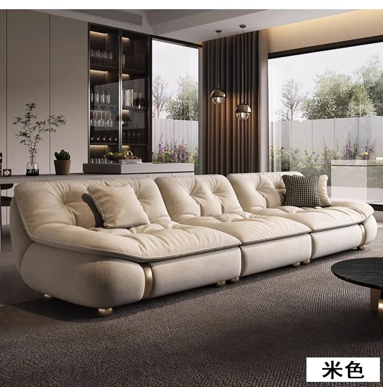 Aesthetic Classic Living Room Sofas White Real Leather Luxury Soft Sofa Lounge Lazy Modern Woonkamerbanken Furniture For Home