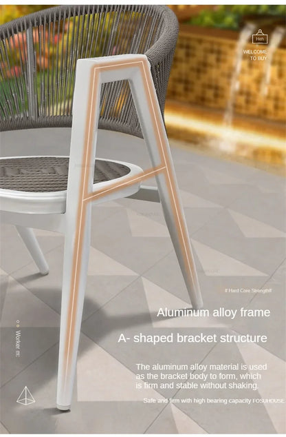 Waterproof and Sun-proof Garden Outdoor Chairs Leisure Outdoor Furniture Aluminum Alloy Chair Modern Patio Balcony Table Chairs