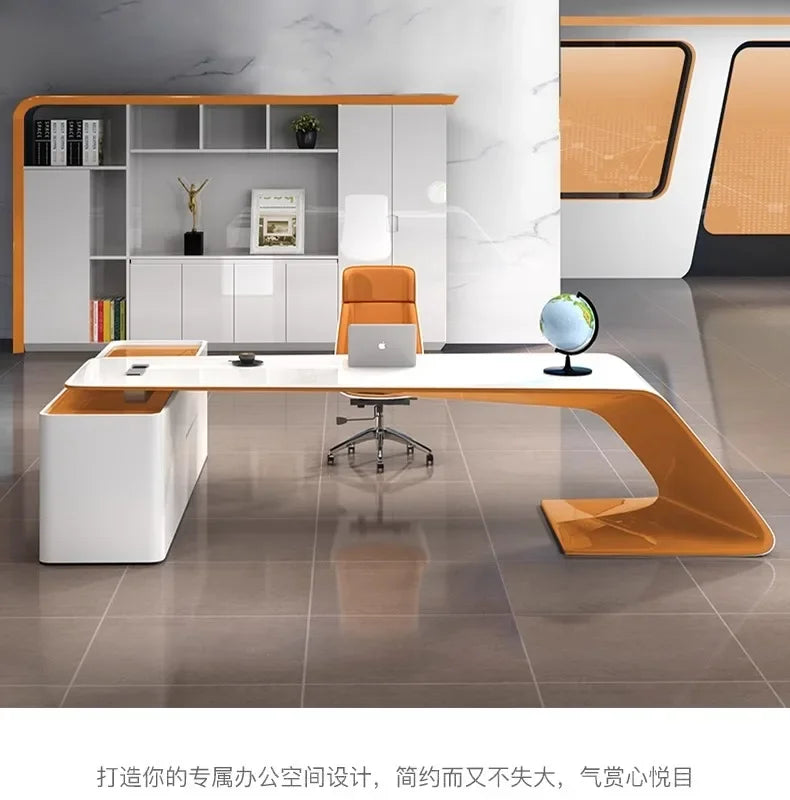 L Shaped Wooden Designer Office Desks Modern Luxury Drawers Large Computer Desks Asthetic Study Escritorio Office Furniture