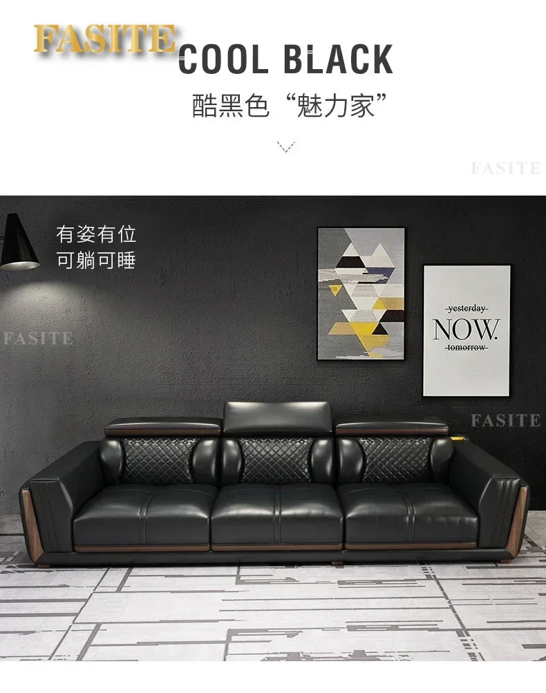 Italian leather sofa set, living room furniture, leather sofa with air purifier and Bluetooth speaker, Modernos Para Sala large
