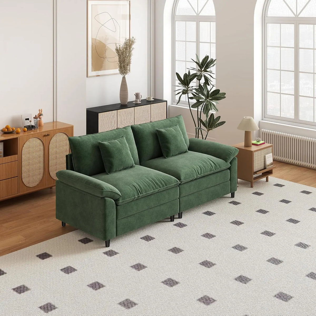 77.16 Inch Deep 2-Seater Sofas Comfy Chenille,Modular Sectional Sofa Modern Convertible Loveseat Couch