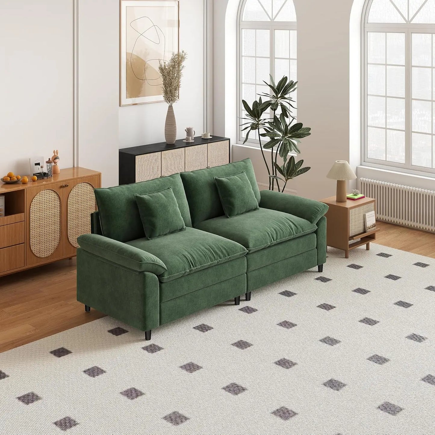 77.16 Inch Deep 2-Seater Sofas Comfy Chenille,Modular Sectional Sofa Modern Convertible Loveseat Couch