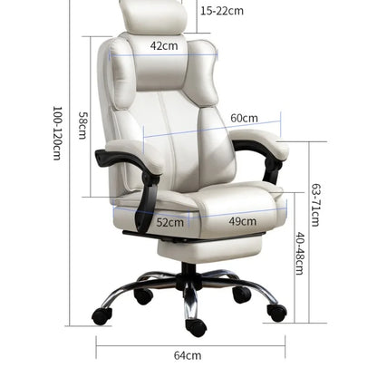 Headrest Pillow Office Chair Cushion Wheels Leather Luxury Modern Office Chair White Lounge Cadeiras De Gamer Home Accessories
