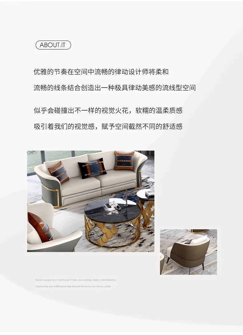 Italian Designer Leather Sofas Luxury 3 Pieces Set Minimalist Modern Sofa Loveseat Floor Divano Soggiorno Home Furniture