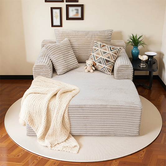 Single Corduroy Sofa Bed, Deep Seat, No Assembly, Includes 3 Pillows