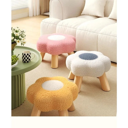 Small stool, household low stool, sofa stool, soft bag stool, living room coffee table stool, solid wood children's stool