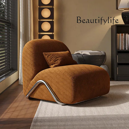 Medieval leisure chair designer recliner balcony living room black and white striped fabric lazy single sofa