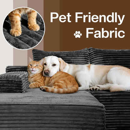 106'' Modular Sectional Sofa, L-Shaped Boneless Cloud Couch with Chaise Lounge, 4-in-1 Flexible Combination Faux Rabbit Fur