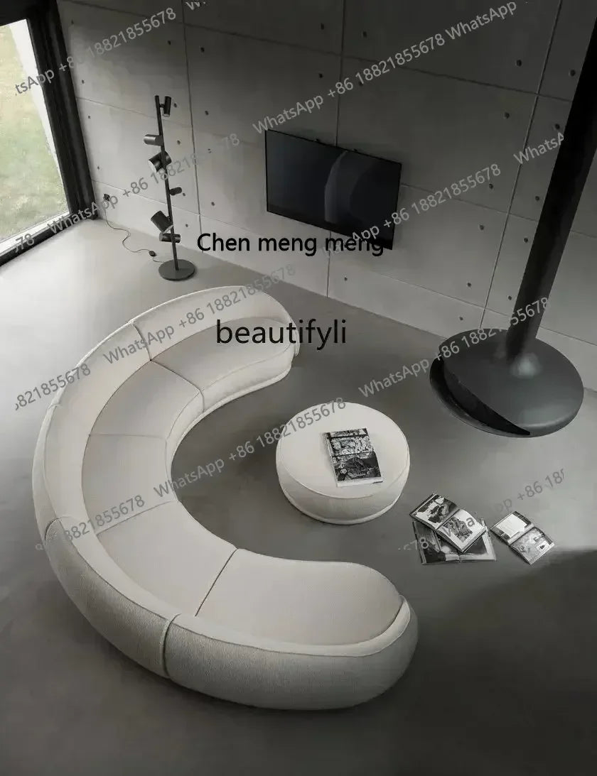 ss 8350  Italian Minimalist Modern Light Luxury Arc Semicircle Fabric French Sofa for Multi-User