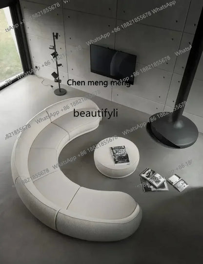 ss 8350  Italian Minimalist Modern Light Luxury Arc Semicircle Fabric French Sofa for Multi-User