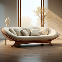 Washable White Nordic Sofa Wood Adults Reclining Lounge Double Chaise Couch Living Room Bedroom Lazy Divano Letto Furniture