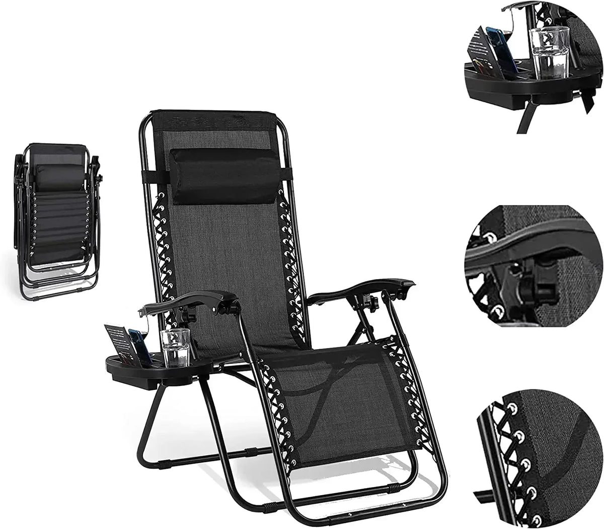 Homfa Garden Sun Lounger Set with Table Folding Adjustable Zero Gravity Recliner Chair Seat Indoor/Outdoor