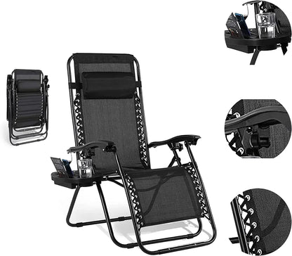Homfa Garden Sun Lounger Set with Table Folding Adjustable Zero Gravity Recliner Chair Seat Indoor/Outdoor