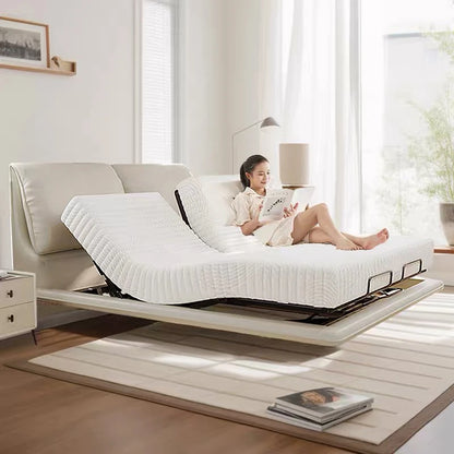 Smart bed, multi-functional modern bedroom double lift no headboard, zero pressure cotton mattress remote control electric bed