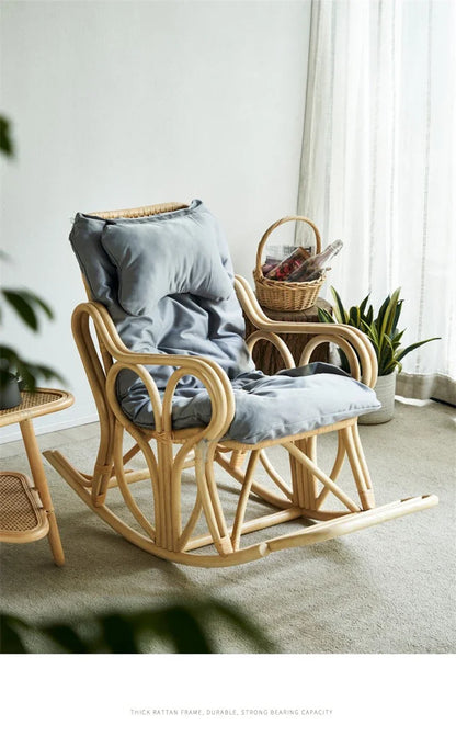 Outdoor Balcony Homestay Garden Single Rattan Chairs Living Room Leisure Rocking Chair Home Furniture Adult Lazy Recliner N M