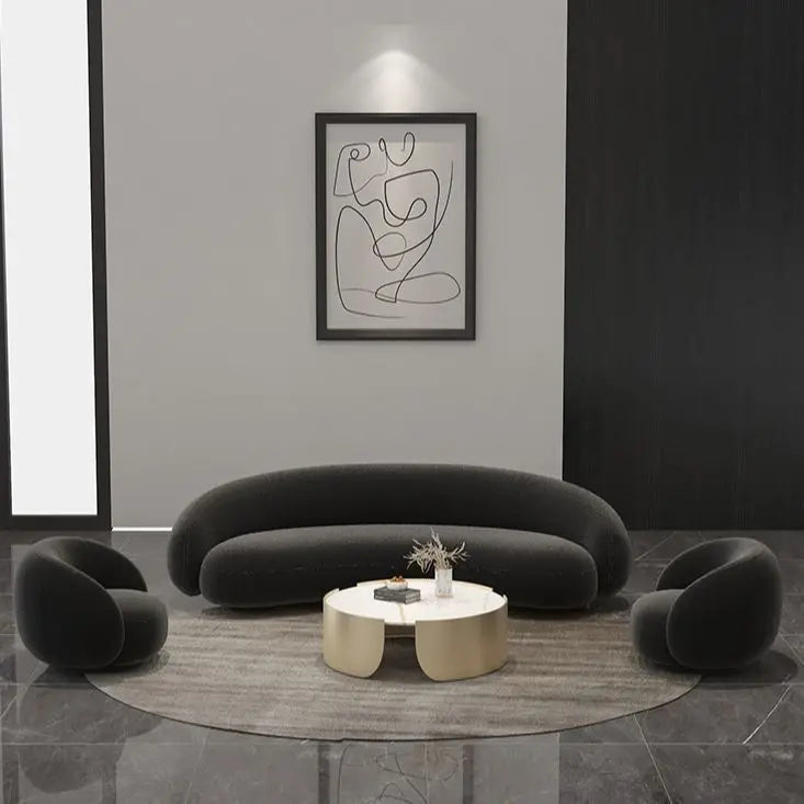 Nordic arc three-person reception sofa, special-shaped office, lambswool wedding dress studio, photo studio, single