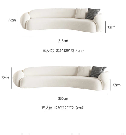 Three-Person Curved Sofa for Small Apartments Lamb Fleece Comfortable Living Room Furniture L-shaped Corner Couch